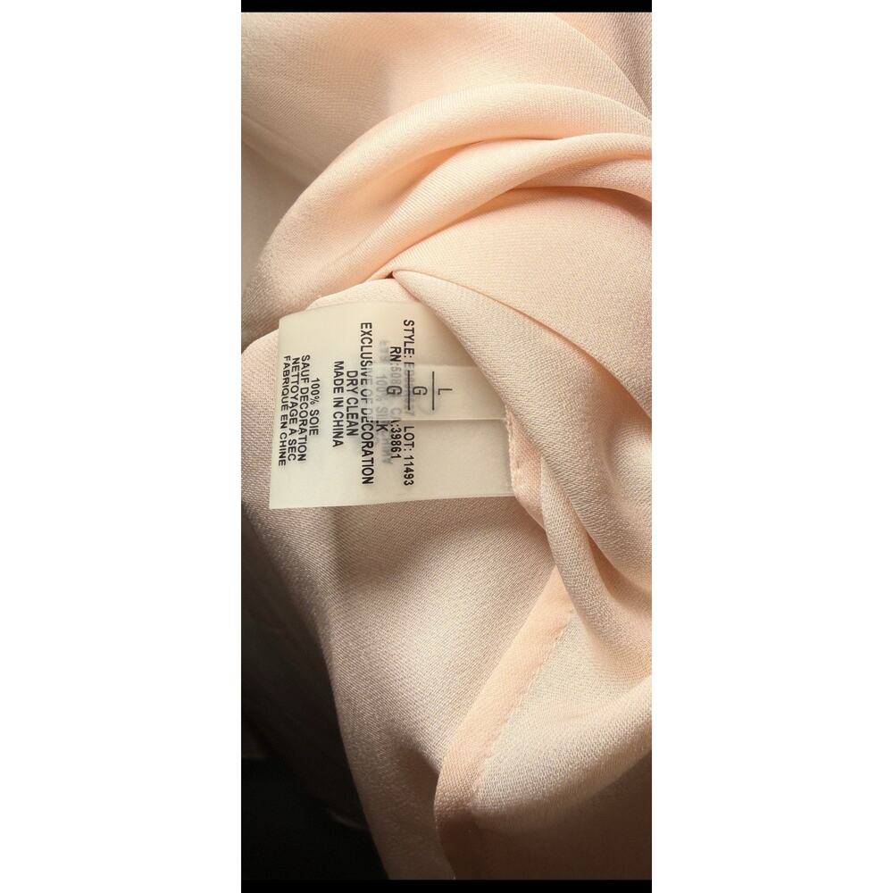 Elie Tahari 100% Silk Blush Pink Cutwork Embroidery Long Sleeve Tunic Top Size L - Picture 7 of 9